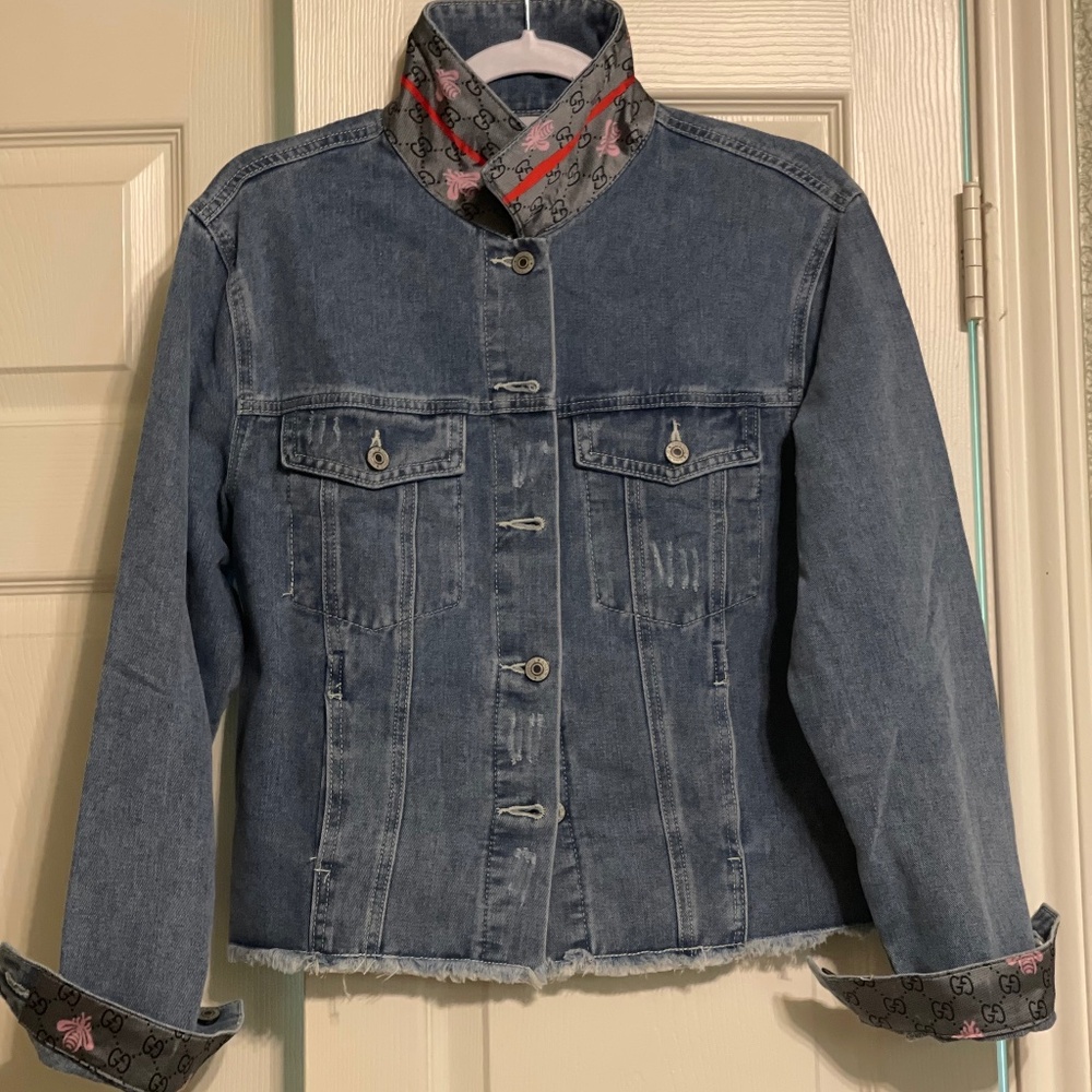 Jean jacket designer inspired scarf